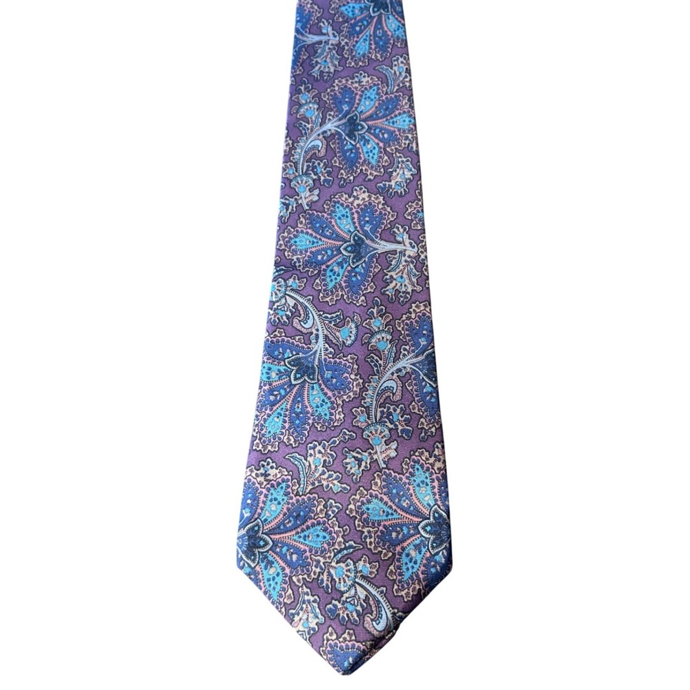 Christian Dior Silk Neck Tie Paisley Floral Italian Designer Luxury Elegant USA